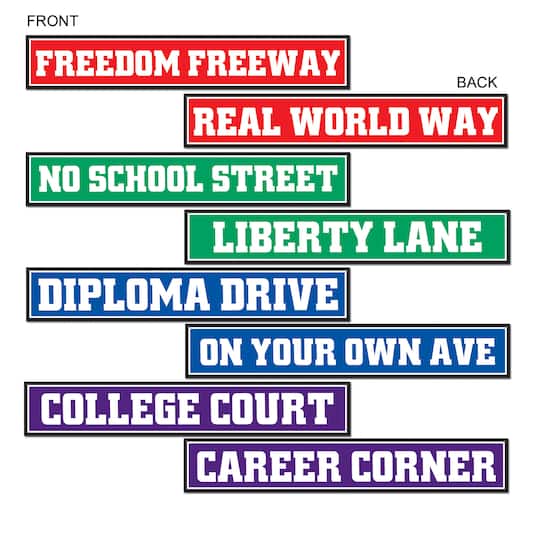 Beistle 4" x 24" Assorted Graduation Street Sign Cutouts, 8ct.